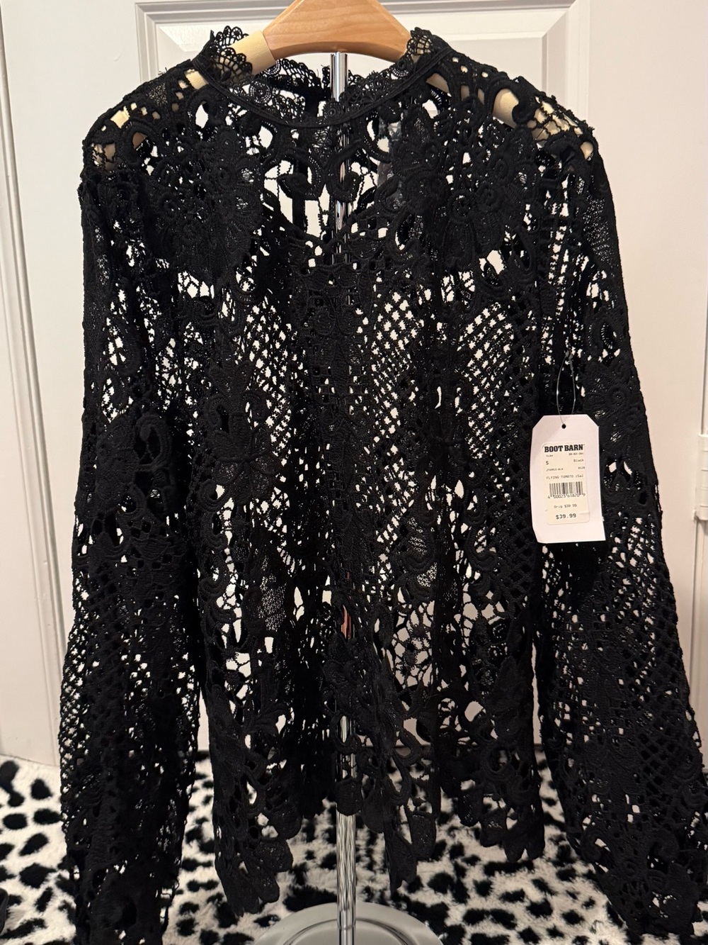 Jealous Tomato Black Crochet Lace Long Sleeve Top